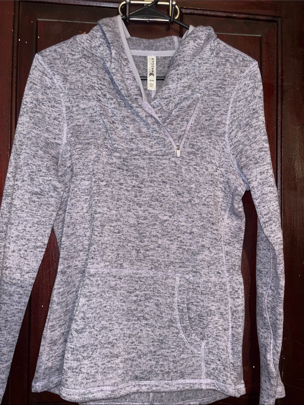 croft & barrow Light Gray Heathered Quarter-Zip Hooded Pullover